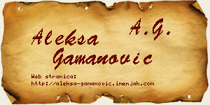 Aleksa Gamanović vizit kartica